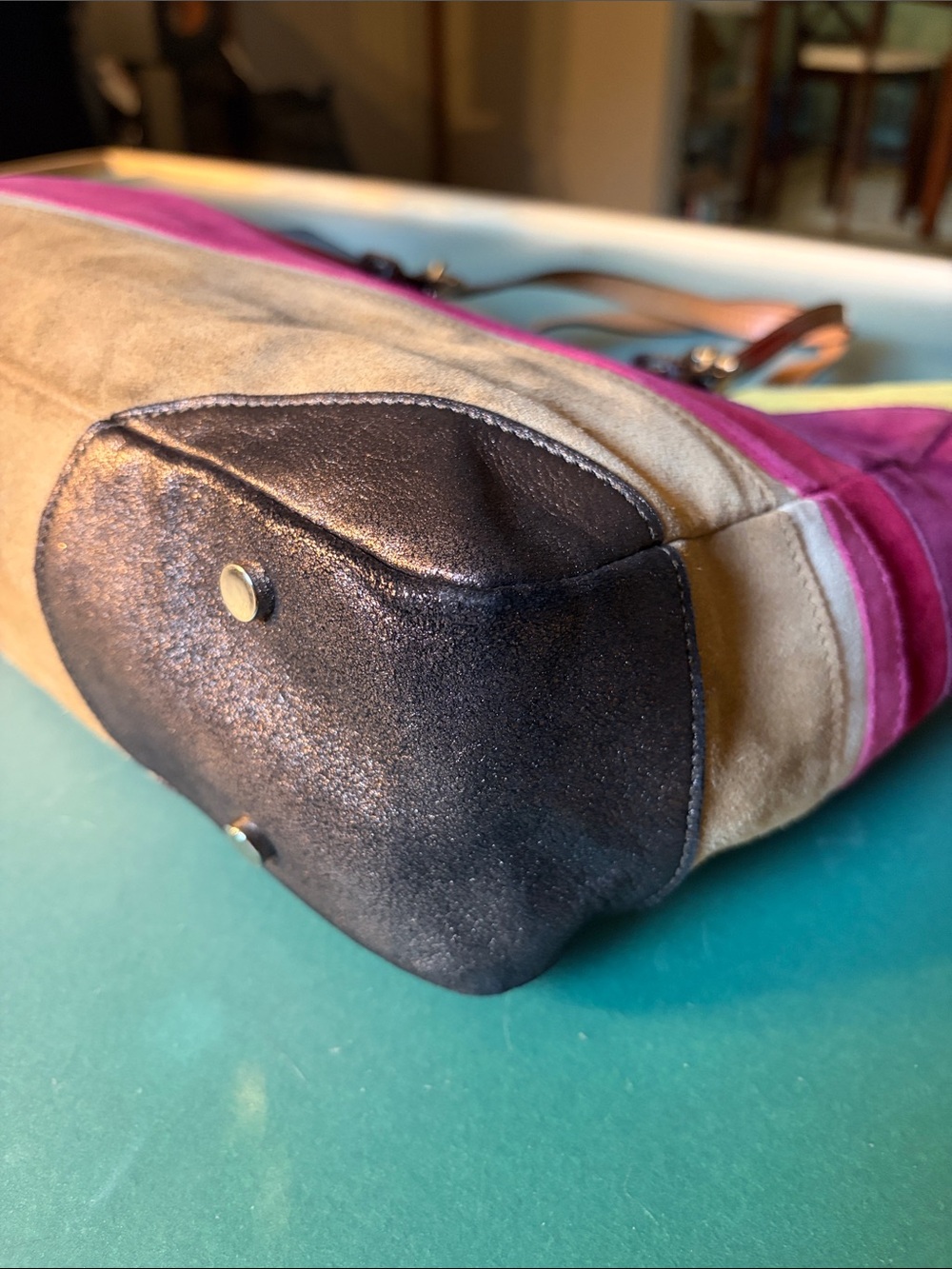 Coach Limited Edition Suede Large Wave Multicolor Gallery Tote. Great Condition - Picture 6 of 14